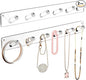 MaxGear Clear Acrylic Necklace Holder 2-Pack, Wall Mounted Jewelry Organizer with 12 Hooks, Tangle-Free Display for Necklace, Bracelet, Bangles, Ring, Perfect for Bathroom, Vanity, Closet Door