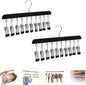 Closet Organizer with 10 Clips, Space Saving Hanging Closet Organizer, Legging Hanger for Closet Organizer with 10 Clip for Storing Jeans, Legging, Shorts (Black-10 Clips, 2PCS)