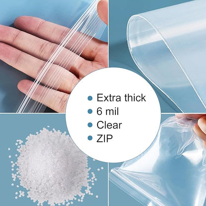 8x30 Inch (100-Pack) Long Plastic Zip Lock Seal Poster Bags, 6 Mil Clear Narrow Sleeves Reclosable Blueprint Bags Waterproof Tube Storage Bag