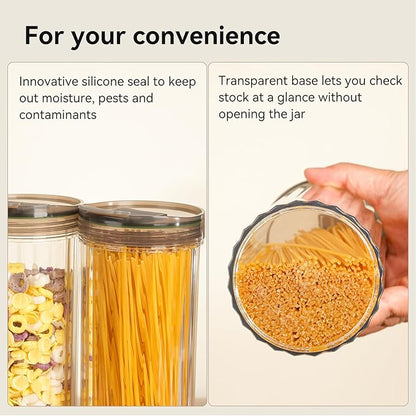 2 Pack Spaghetti Pasta Storage Container-48oz Clear Pasta Holder Airtight Spaghetti Container Storage with Lid for Kitchen Pantry organize Linguini Lasagna Noodle Oats Coffee beans Rice Flour Oatmeal