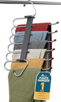 Lifemaster Space Saving Pants Hangers 1 Pack, 6 Layer Jeans Hangers & Closet Organizer for Jeans, Scarves, & Skirts, Multi-Layer Hanger with Anti-Slip Stopper, Heavy-Duty S-Type Stainless Steel, Gray