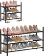 TZAMLI 3-Tier Expandable Metal Shoe Rack for Closet, Stackable Shoe Organizer Adjustable Shoe Storage Small Shoe Shelf for Entryway Entrance, 17.2"-30" x 9" x 16.4" Inch Black