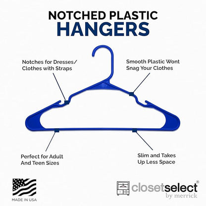 Closetselect Plastic Hangers 50 Pack - Space Saving Clothes Hangers, Made in USA, Durable & Strong Plastic Shirt & Coat Hanger with Notches & Shoulder Grooves, Non-Slip Clothing Hangers | Royal Spice