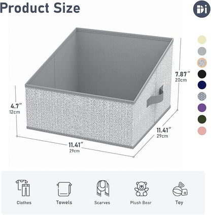 DIMJ Closet Storage Bins - Fabric Storage Baskets for Shelves, Collapsible Closet Organizers and Storage with Handles, Trapezoid Shelf Organization Storage Cubes for Purse, Toys, Books, Towel, Socks