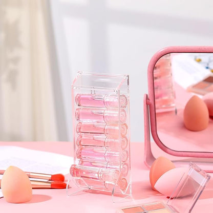 Weysat 2 Pcs Lip Balm Display Clear Acrylic Automatic Dispenser Lip Balm Holder Organizer for Lipsticks & Glosses Freestanding Countertop Storage for Retail Salon and Home Use (Single Slot)