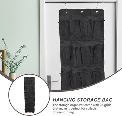 ARTIBETTER 24-pocket Over-the-door Shoe Organizer Bag, Black Non-woven Mesh Hanging Storage, Space-saving Shoe Storage for Home Closets and Door Hanging