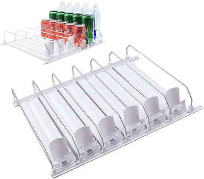 Fabater Drink Organizer for Fridge, 6 Rows Adjustable Width Automatic Pusher Glide, Self Pushing Soda Can Organizer for Refrigerator, Large Capacity, Automatic Drink Dispenser for Fridge