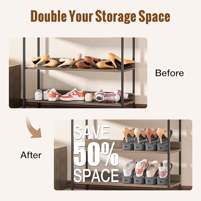 Neprock Shoe Slots Organizer, Shoe Rack Space Saver Organizador De Zapatos (12 Pack) Grey