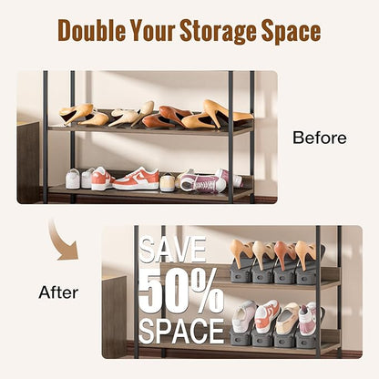 Neprock Shoe Slots Organizer, Shoe Rack Space Saver Organizador De Zapatos (12 Pack) Grey
