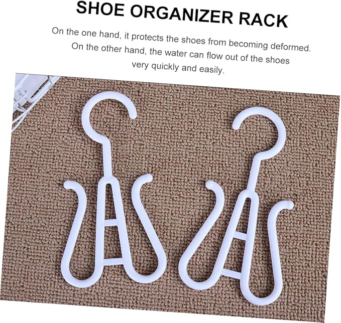 IMIKEYA 10Pcs Plastic Shoes Drying Hook Double Hook Design for Slippers Boots and Towels and Strong Shoe Hangers for Easy Organization and Space Saving