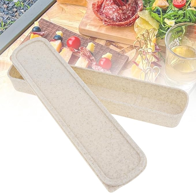 1pcs Portable Flatware Box Travel Tableware Storage Case Box, Utensil Case Flatware Storage Box for Cutlery Kit, 9.84 x 2.40 inch (Beige)