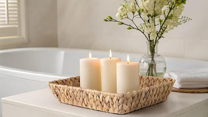 Small Wicker Basket Tray 2 Pack, Small Rattan Basket Set for Gifts,Entryway Console,Tabletop,Office | Woven Wicker Decorative Desk Baskets for Organizing
