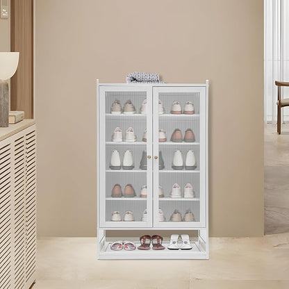 7-Tier Shoe Rack Organizer for Closet - Shoe Shelf - Stackable with Door - Easy Assembly, LARGE