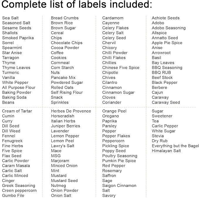 Aixoom 144PCS Spice Labels Stickers for Spice Rack, Preprinted Black Handwritten Words, 1.5in Round Labels for Spice Organize Storage Jars Boxes Bottles
