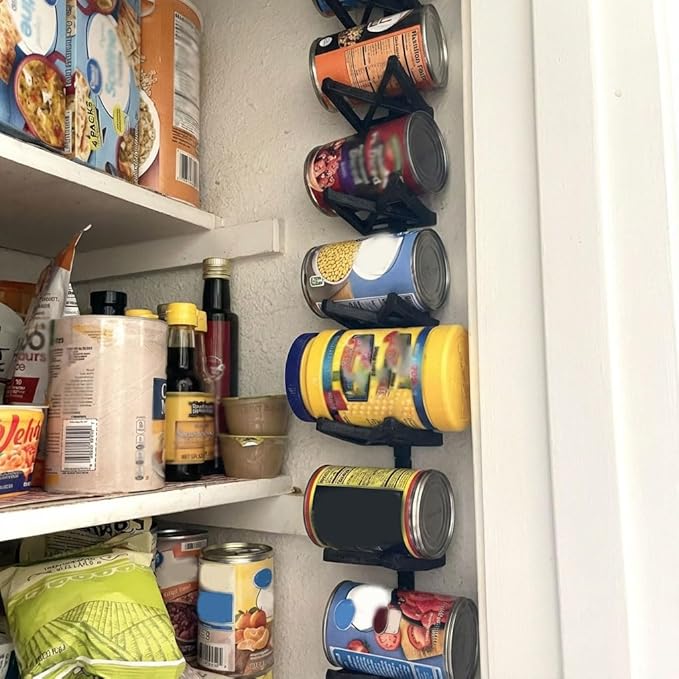 Wall-Mounted Vertical Can Rack Organizer - Holder for Standard 14–16 oz Cans, Space Saving Pantry Storage System for Walls (2PC)
