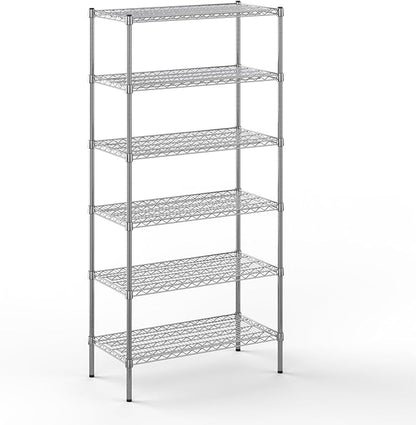 18" Deep x 36" Wide x 74" Height Wire Shelving Kit | 6-Tier | NSF Commercial Storage Rack Unit