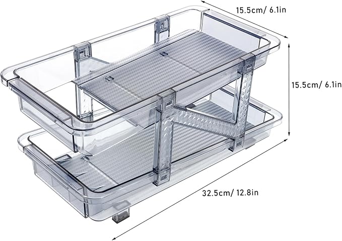 Double Tier Beverage Organizer Rack Rolling Soda Can Holder for Refrigerator Convenient Beer and Drink Dispenser Space-saving Storage for Kitchen and Pantry