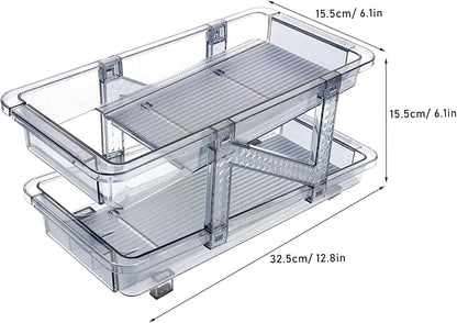 Double Tier Beverage Organizer Rack Rolling Soda Can Holder for Refrigerator Convenient Beer and Drink Dispenser Space-saving Storage for Kitchen and Pantry