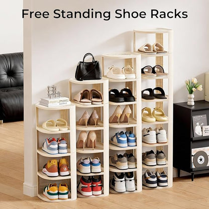 UFORU 5 Tier Vertical Shoe Rack,Corner Shoe Organizer for Entryway,Narrow Free Standing Shoe Organizer for Small Spaces,Tall Shoe Rock for Closet,Easy Assembly Shoe Storage Stand