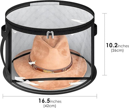 Large Capacity Hat Storage Bag for Women, Holds up to 7 Caps Cowboy Hat Organizer for Closet, Hat Storage Organizer for Travel (Black)
