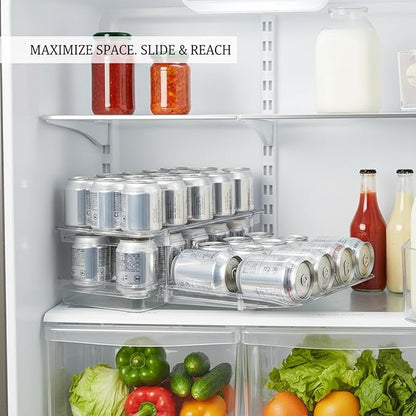 Retractable Can Organizer, Adjustable Width Sliding Dispenser for Refrigerator & Pantry, Clear Plastic Storage Rack for Soda Cans and Bottles (1 PC)