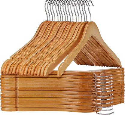 Wooden Shirt Hangers - Pack of 30 Sturdy Wood Hangers, Ideal for Laundry & Everyday Use, Heavy Duty, Natural