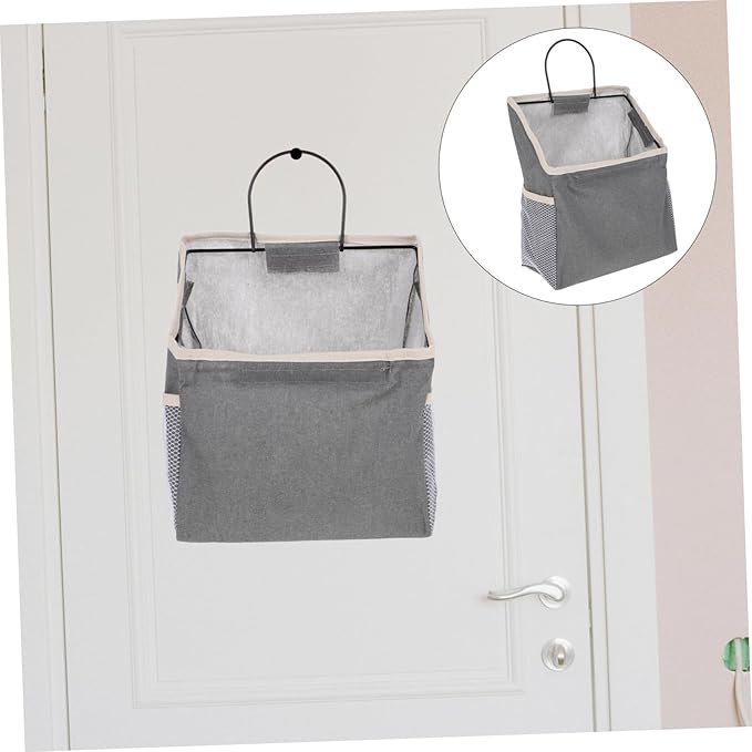 Hemobllo Large Grey Fabric Door Storage Bag Wall Mounted Organizer for Household Items Practical Hanging Magazine and Accessory Organizer Space Saving Tidy Up