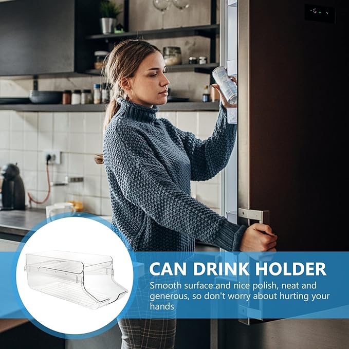 Mobestech Double Beverage Can Organizer for Fridge Transparent Soda Holder Rack Efficient Storage for Kitchen and Pantry Space-saving Design for Easy Access