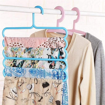 5 Layer Pants Clothes Hanger Wardrobe Storage Organizer Rack (Set of 5), 32l x 1b x 33h cm (Assorted Colour) Plastic