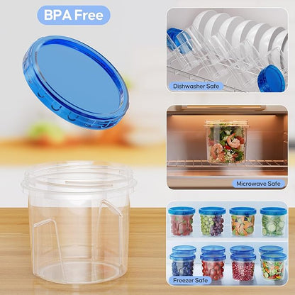 6 Pack-24 OZ Freezer Storage Containers Set, Small Plastic Containers with Twist Top Lids, Reusable Soup Containers for Meal Prep, Lunch, Leftovers