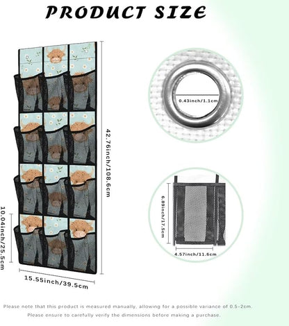 Plateau Cattle Over The Door Organizer Decor Nursery Storage with 12 Large Pockets,Nursery Organizers and Storage,Stable Spice Rack for Kitchen,Behind Door Bag for Bathroom,Bedroom