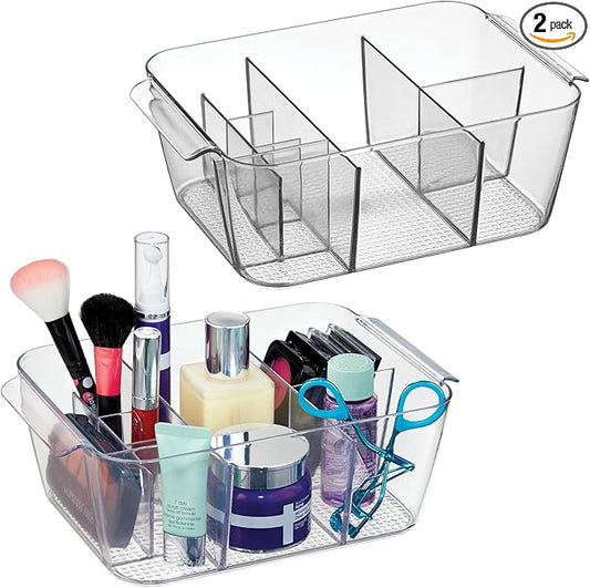 iDesign Makeup Organizer for Countertop - Storage for Cosmetics and Toiletries, Set of 2, Clear, Made in USA