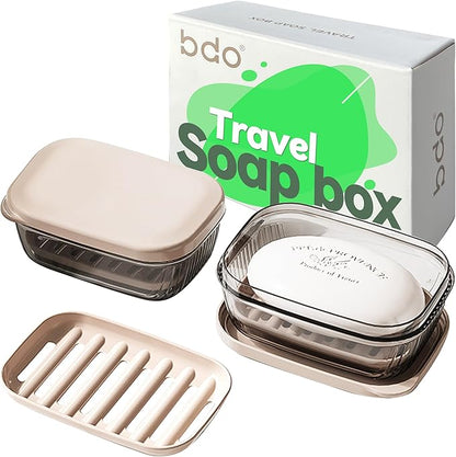 Doter Travel Soap Case, Leakproof Soap Container with Lid, Portable Bar Soap Holder for Traveling, Transparently Soap Dishes for Bathroom, Shower, Gym, School, Camping, Vacation, Outdoor