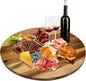26'' Acacia Wooden Lazy Susan with 360 Rotation for Dining Table Top,Extra Large Wooden Serving Tray with Heavy Duty Rotating Wheel for Kitchen,Dining Table
