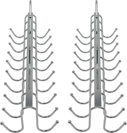 2 Pack of 20 Hook Chrome Closet Hangers for Belts, Ties, Bras, Scarves by Electronix Express