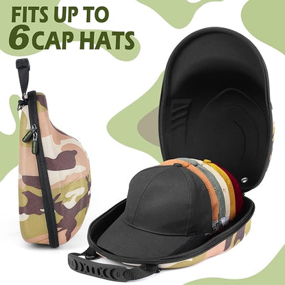 Glamgen Hat Travel Hard Case，Hat Case for Baseball Caps,Hat Carrier Storage Bag for 6 Hats, Hat Organizer Baseball Caps Holder with Adjustable Shoulder Strap for Traveling