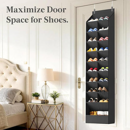 Lifewit 10 Tier Over the Door Shoe Organizer with 19 Large Deep Pockets, Fabric Hanging Shoes Shelf for Closet, Dorm Storage, Fit Up to 20 Pair Shoe Rack Holder for Sneakers, Boots, Black