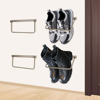 Rv Shoe Rack Wall Mounted 4 Packs-Aluminum Camper Wall Hanging Shoe Rack,Foldable Rv Shoe Organizer Shelf,Effective Shoe Storage Rack for Various Footwear, Travel Trailers And Campers