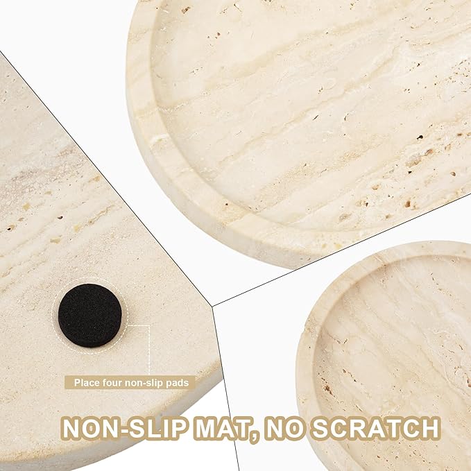 Koville Italian Travertine Tray, 12"x6" Vanity Decorative Marble Tray for Countertop, Catchall Tray for Perfume, Candles, Jewelry Dish Tray