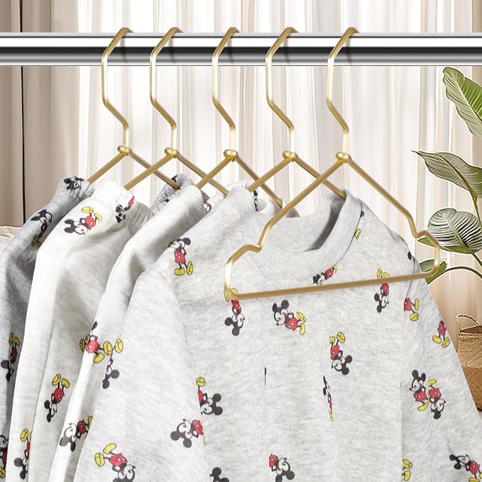VWV Gold Aluminum Hangers, 20 Pack Baby Hangers，12.6 Inch Children Baby Hanger, Sturdy Metal Children Clothes Hangers for Wardrobe, Space-Saving Toddler Hanger
