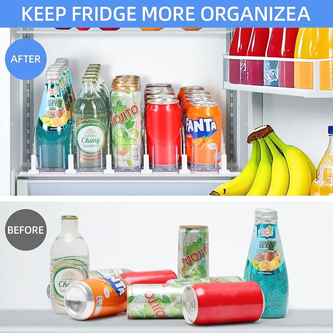 Drink Organizer for Fridge,Soda Can Dispenser for Refrigerator,Upgraded 5 Row Fridge Drink Organize,Drink Pusher for Fridge,Automatic Refrigerator Drink Organize for Fridge Holds up to 25 Cans