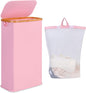 iEGrow 65L Slim Laundry Hamper, Narrow Laundry Basket with Lid,Foldable Clothes Hamper with Bamboo Handles,Hamper Basket with Removable Inner Bag for Laundry Room Bedroom College Dorm,17.17 Gals Pink