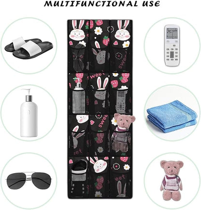 Sweetheart Bunny Door/Wall Shoe Organizers,Back of Door Shoe Organizer,Space Saving Hanging Storage Holder,Closet Rack Hanger,Shoe Bag,Classroom Headphone Storage with 12 Pockets