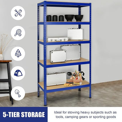 Tangkula 72" Storage Shelves, Heavy Duty Steel Frame 5-Tier Garage Shelf, Metal Multi-Use Storage Shelving Unit for Home/Office/Dormitory/Garage (1, Navy Blue)