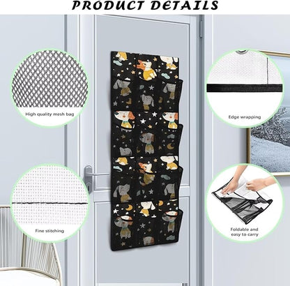 12 Large Mesh Pockets Over the Door Shoe Organizer Cartoon Dog Hanging Shoe Rack for Closet Shoe Organizer Door Hanger for Bedroom Bathroom