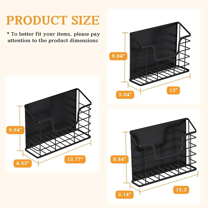 Magnetic Shelf for Fridge, 3 Pack Metal Fridge Organizer Baskets, Magnetic Cup Holder for Refrigerator, Fruit & Snack Storage, Magnetic Bin for Potatoes, Letters, Magazines, Kitchen & Laundry Room