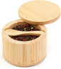 Bamboo Salt Cellar with Lid & Spoon – 6oz Magnetic Swivel Top Spice Container – Airtight Kitchen Storage for Salt, Spices – Stylish Bamboo Design with Easy Seal Magnetic Lid