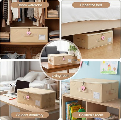 2-pack Discreet Toy Storage Box with Lock Toy Bag Fabric lockable storage bin with Handles, foldable, with Zipper lid/handle/label,locking Storage Box for Women and Men (2, pink lock, small)