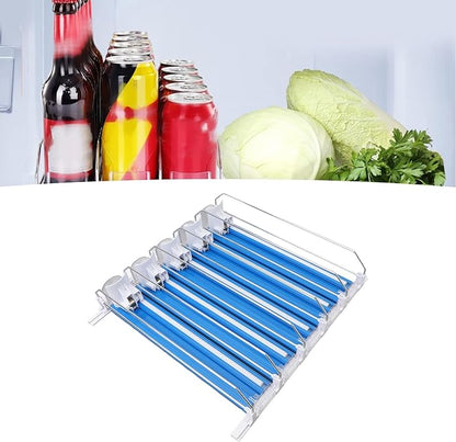 5pcs Soda Can Organizer for Fridge, Automatic Can Holder Dispenser, ABS Fridge Can Holder, Self Pushing Drink Organizer, Beverage Containers for Refrigerator Kitchen(Blue)