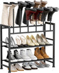 DIMJ Free Standing Shoe Racks - 4-Tier Boot Rack, Black Metal Boot Storage Organizer Tall Boots Organizer for Closet, Multiuse Shoe Rack for Boots, Sneakers,Fit for 6 Pairs Boots, Black